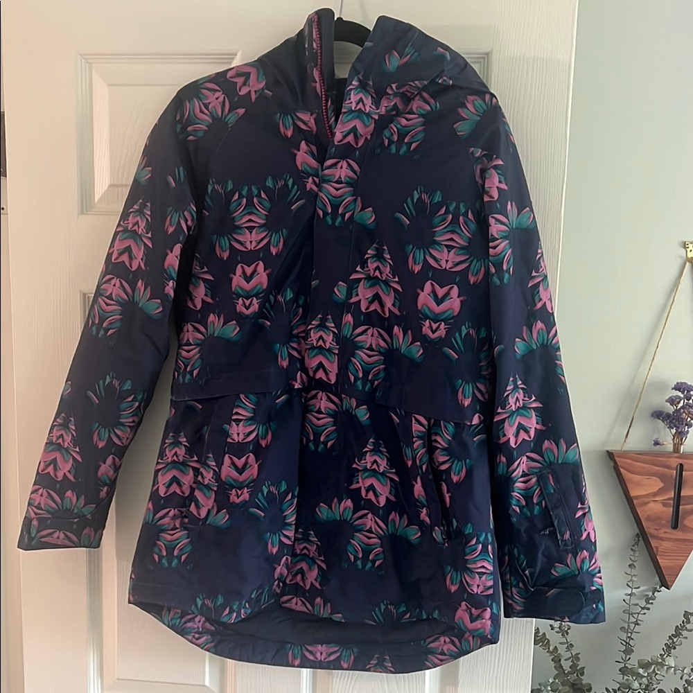 Navy Floral Hooded Jacket